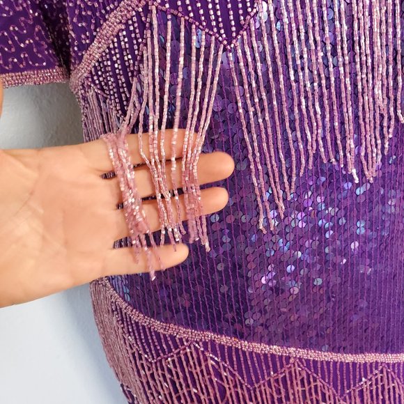 Scala Purple Beaded Dress - Picture 7 of 13